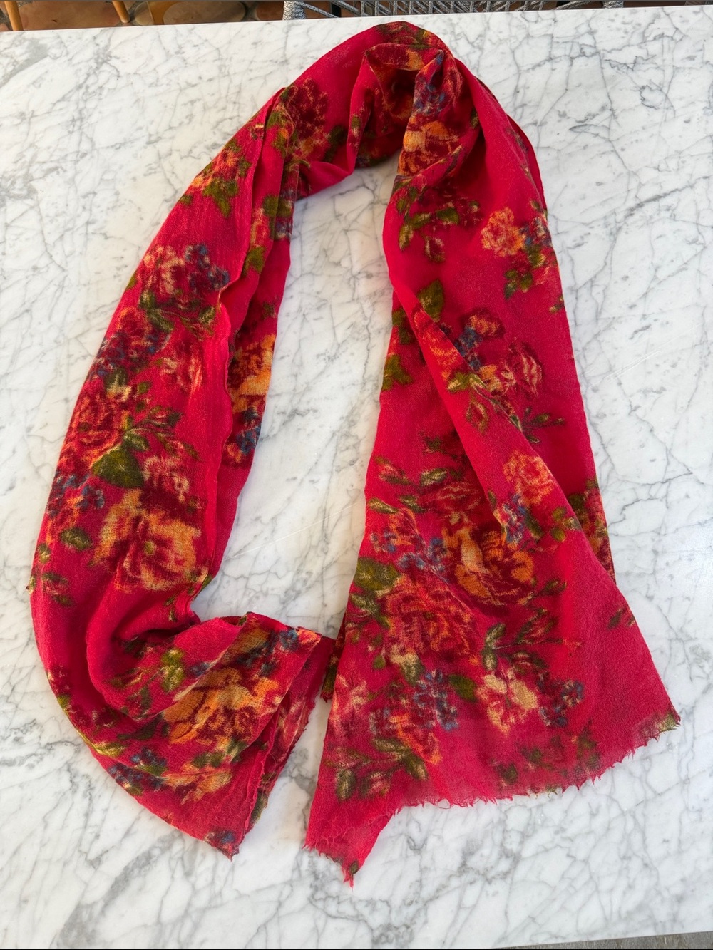 Moksha Floral Orange & Pink Lightweight Wrap Scarf